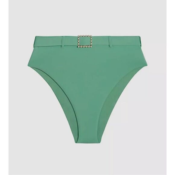 We Wore What XL Green Emily High Waisted Bikini Swim Bottoms in Crème De Menthe - Picture 1 of 6